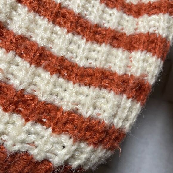 Kori Cream & Burnt Orange Oversized Striped Sweater w/Balloon Sleeves (Size: S) - Picture 10 of 15